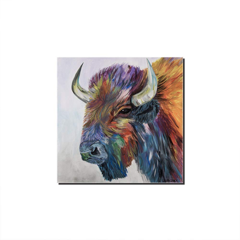 Toile yak vache aquarelle graffiti 60x60 cm style ferme chic