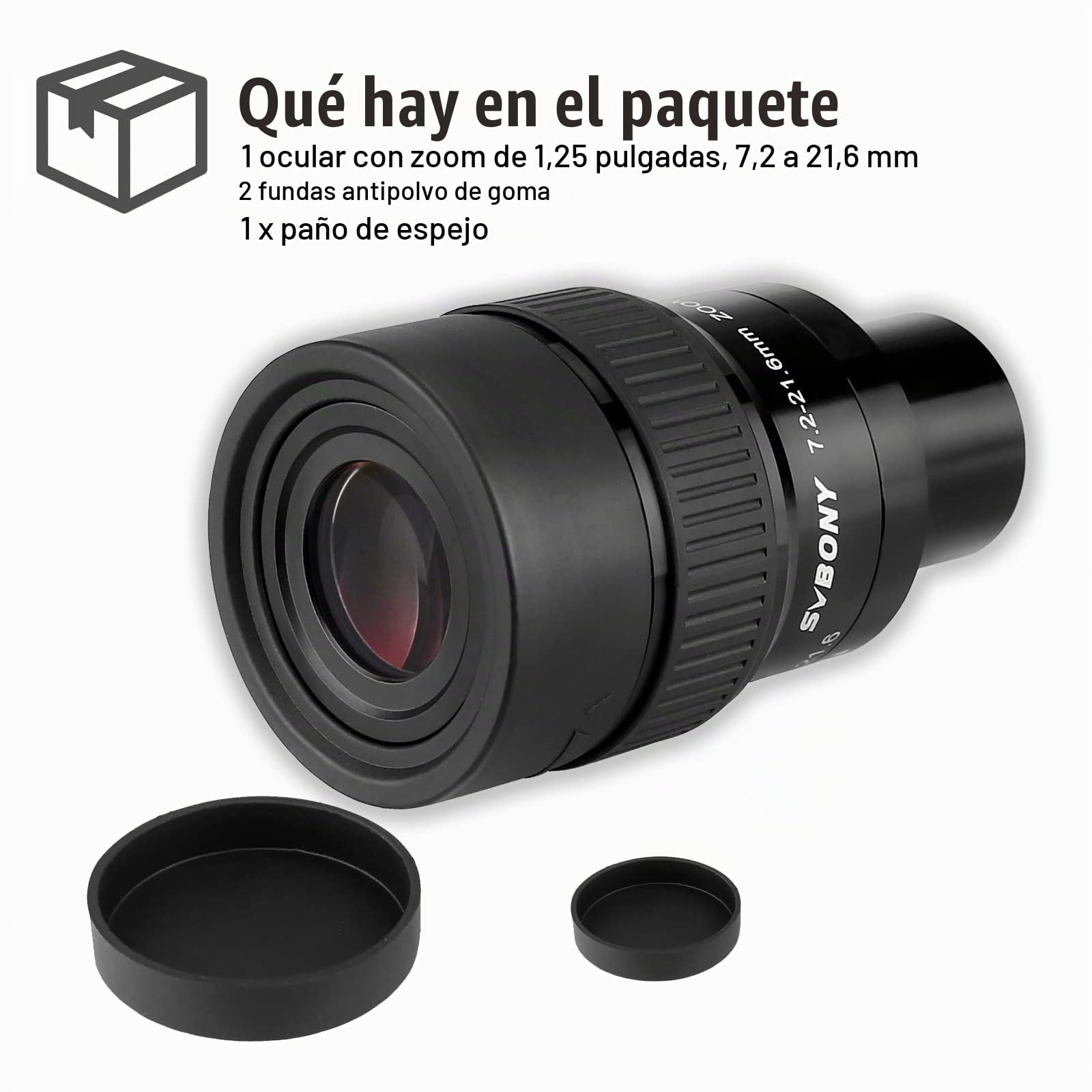 Svbony SV191 Telescopio Ocular Zoom 7.2-21.6mm, Parfocal 1.25 FMC Ocular | FMC Astronómico Super Gran Angular Telescopio Ocular, para Telescopio Astronómico