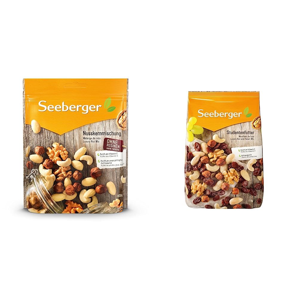 Seeberger Nusskernmischung 7er Pack: Pure Nuss-Mischung aus knackigen Haselnusskernen & Studentenfutter: Klassische Nuss-Frucht-Mischung aus Haselnusskernen