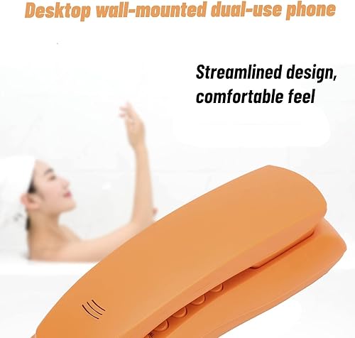 Miniatura 3 de Estink Teléfono de escritorio montado en la pared, teléfono fijo delgado portátil con exquisita mano de obra, adecuado para el hogar, oficina,