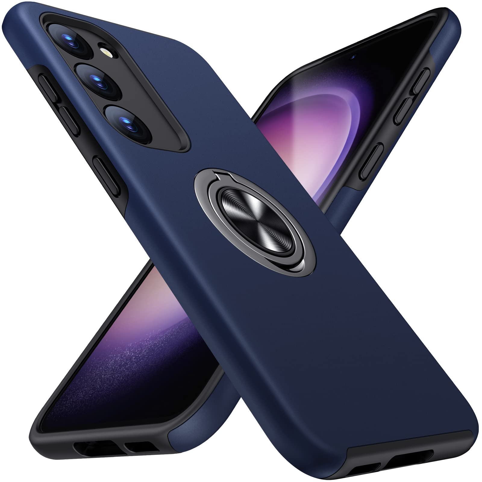 JAME for Samsung Galaxy S23 Case, Slim Soft Bumper with Ring Holder Kickstand, Shockproof Protective Cover S23 Case 6.1", Blue