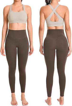 Workout Sets for Women High Waisted Leggings with Cross Back Sports Bra 2 Piece Yoga Outfits Gym Clothes Sets