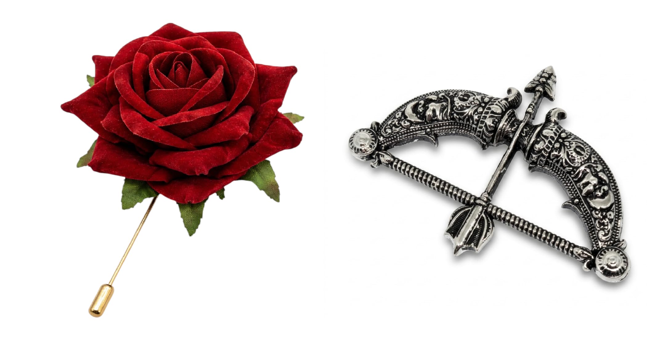 FashMade Men's Lapel Pin Brooch Combo Pack of 2 Velvet Flower Brooch ABS Metal Wedding Sherwani Coat Blazer-image-8