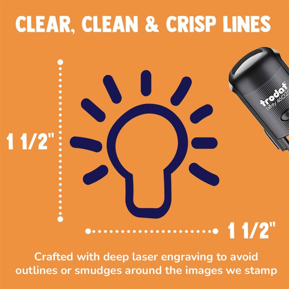 Light Bulb Idea Doodle Self-Inking Rubber Stamp Ink Stamper for Stamping Crafting Planners - 1-1/2 Inch Large - Blue Ink