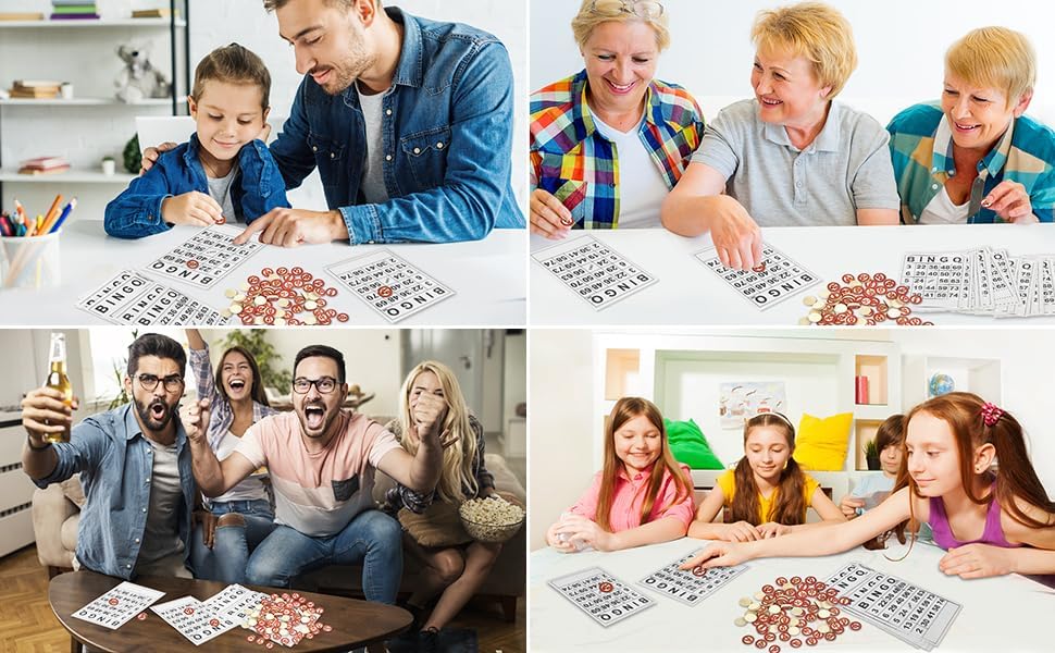 Miniatura 9 de Tarjetas de juego de papel de bingo, tarjetas de bingo con números de madera, tarjeta de juego de bingo familiar, suministros de juego para
