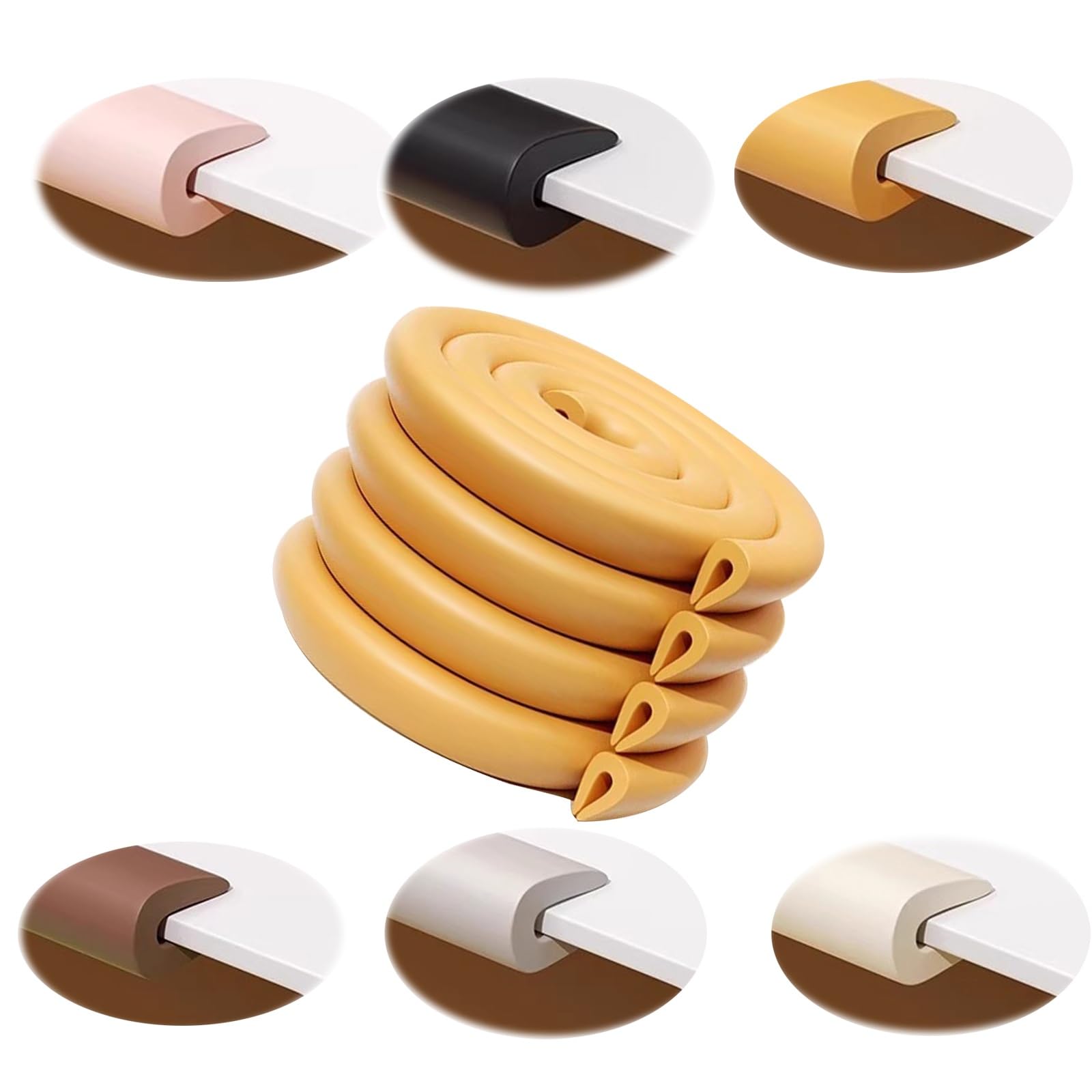 Furniture Corner Guard Edge, Silicone Corner Protector, Protective Foam Cushion U Shape for Table Fireplace Countertop(Brass,10M)
