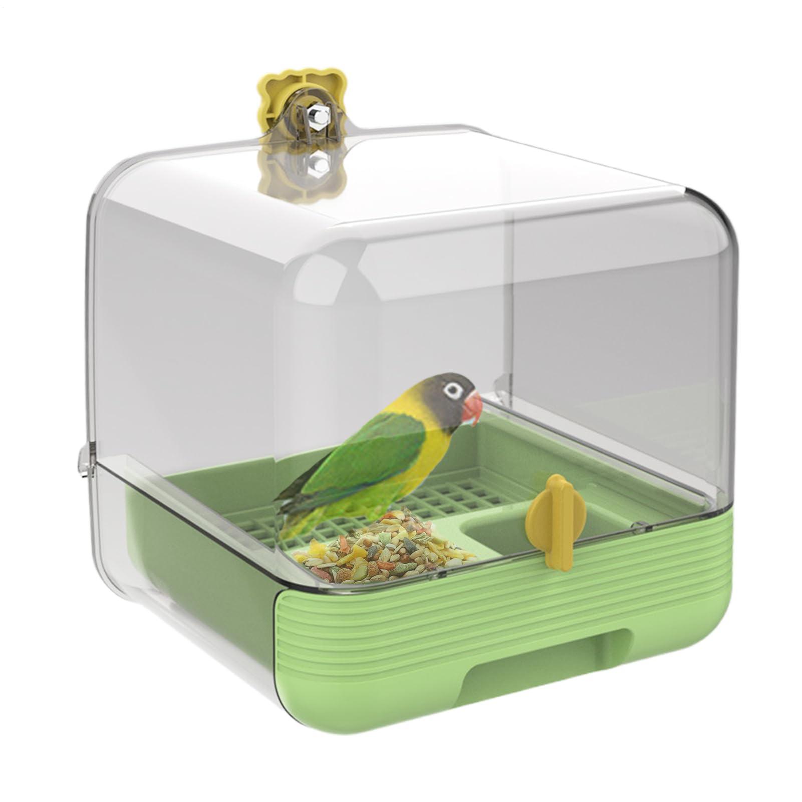 Bird Bath for Cage - Pull-out Pet Bird Feeder | Quick Cleaning Transparent Bathtub 2 in 1 Bowl for Pet Inside Yard Indoor Garden Deck
