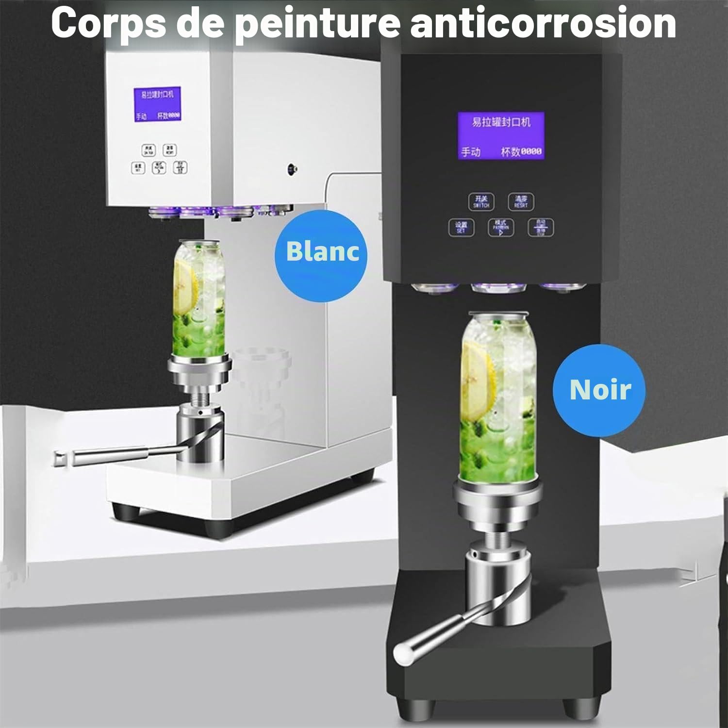 Scelleuse Commerciale Canettes+Machine à Capsuler Automatique+Écran LED & 5.5cm Diamètre+Scellage Rapide Efficace+Canettes Soda/Lait Thé+Parfaite pour Magasins de Boissons White