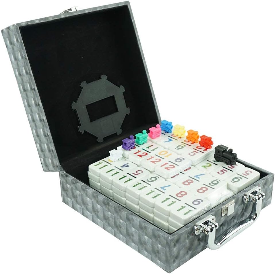 LEQUPLAY Mexican Train Number Dominoes Set Double 12 Dominoes 91 Tiles Games with Leather Box , Number Dominoes Set for Kids Adults and Family…