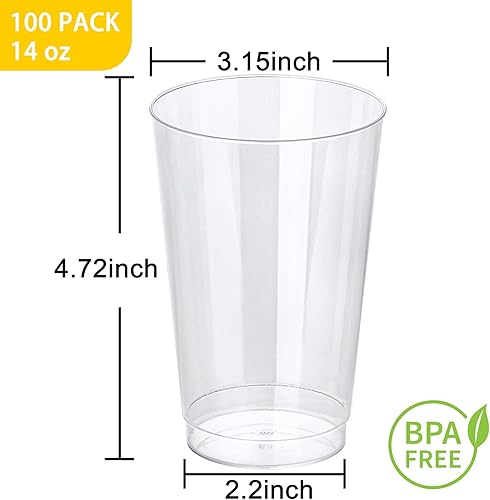 Miniatura 9 de I00000 200 vasos de plástico transparente  Vasos de plástico desechables resistentes de 10 onzas para cóctel y beber, vasos desechables
