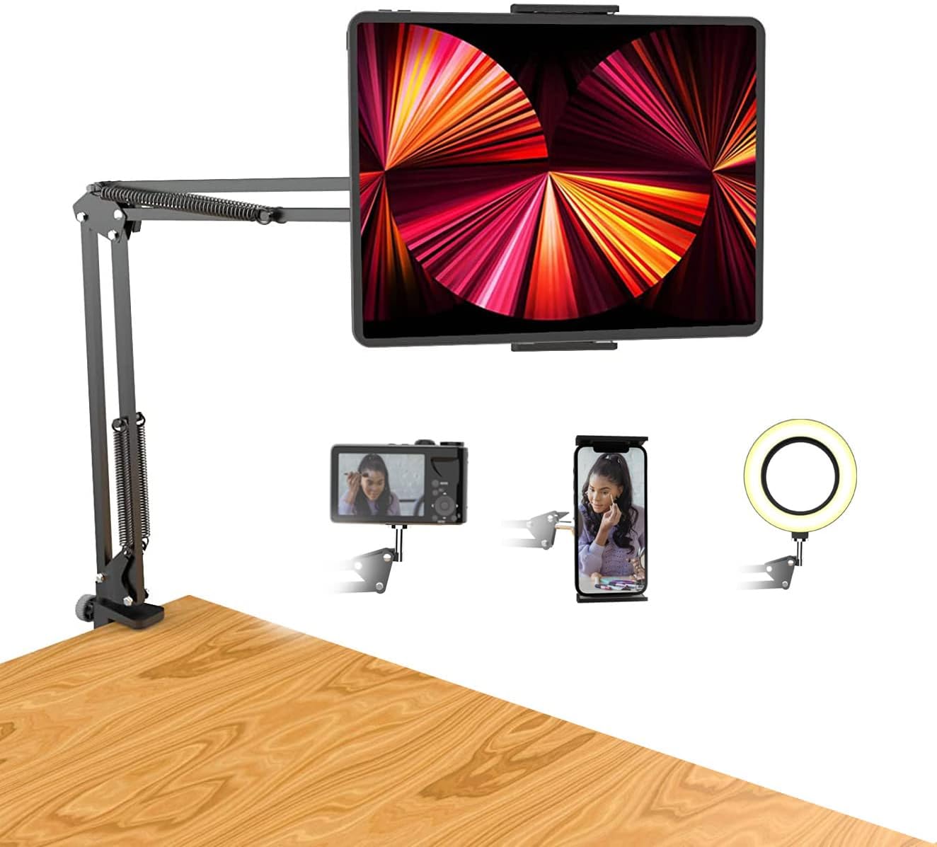 Pozliv Overhead Tripod Mount for Tablet, Desk Arm for 12.9