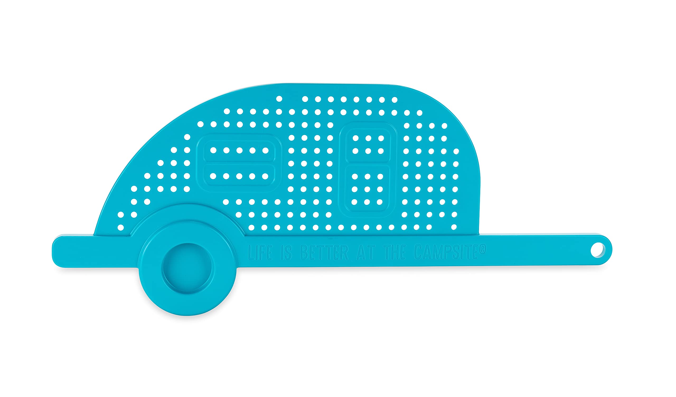 Camco Life is Better at The Campsite RV-Shaped Pot Drainer | Teal | Easily Drain Water from Your Pots and Pans (53385)