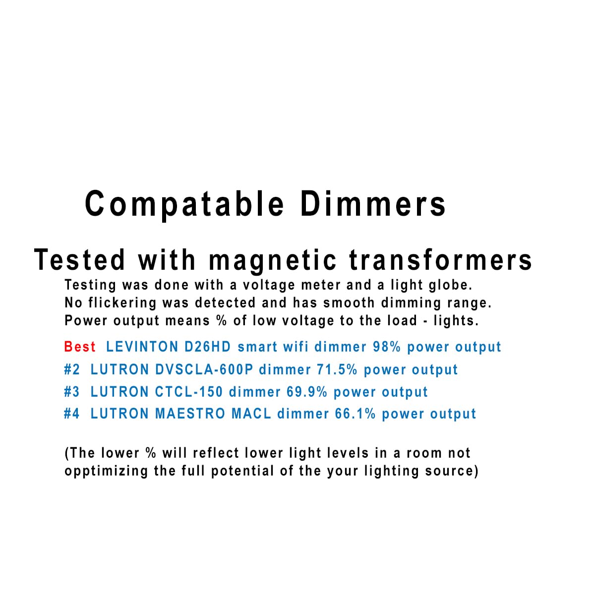 40 Watt 24V DC Dimmable MLV, Triac, LED Transformer Power Supply. 6 ft 120V AC and 10 ft Low Voltage Cord. Never Over Power Your LED Lights! True 24V DC Output for Safe Lighting. No Dimmer Included.