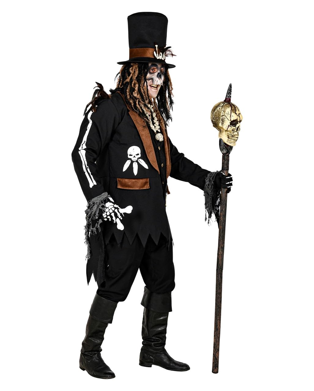 Horror-Shop Voodoo Priester Halloween Kostüm Mantel & Hut für Männer XL