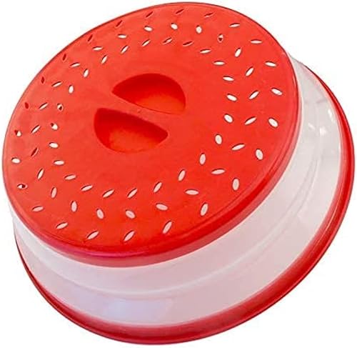 Cubierta para placa de microondas de 10.5 pulgadas, redonda, ventilada, plegable, a prueba de salpicaduras, con mango de fácil agarre, apta para