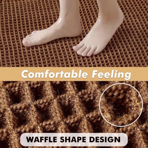 MIULEE Set of 2 Waffle Bathroom Runner Rugs Caramel 2'x4'(24"x48") by MIULEE - Used condition - Image 5