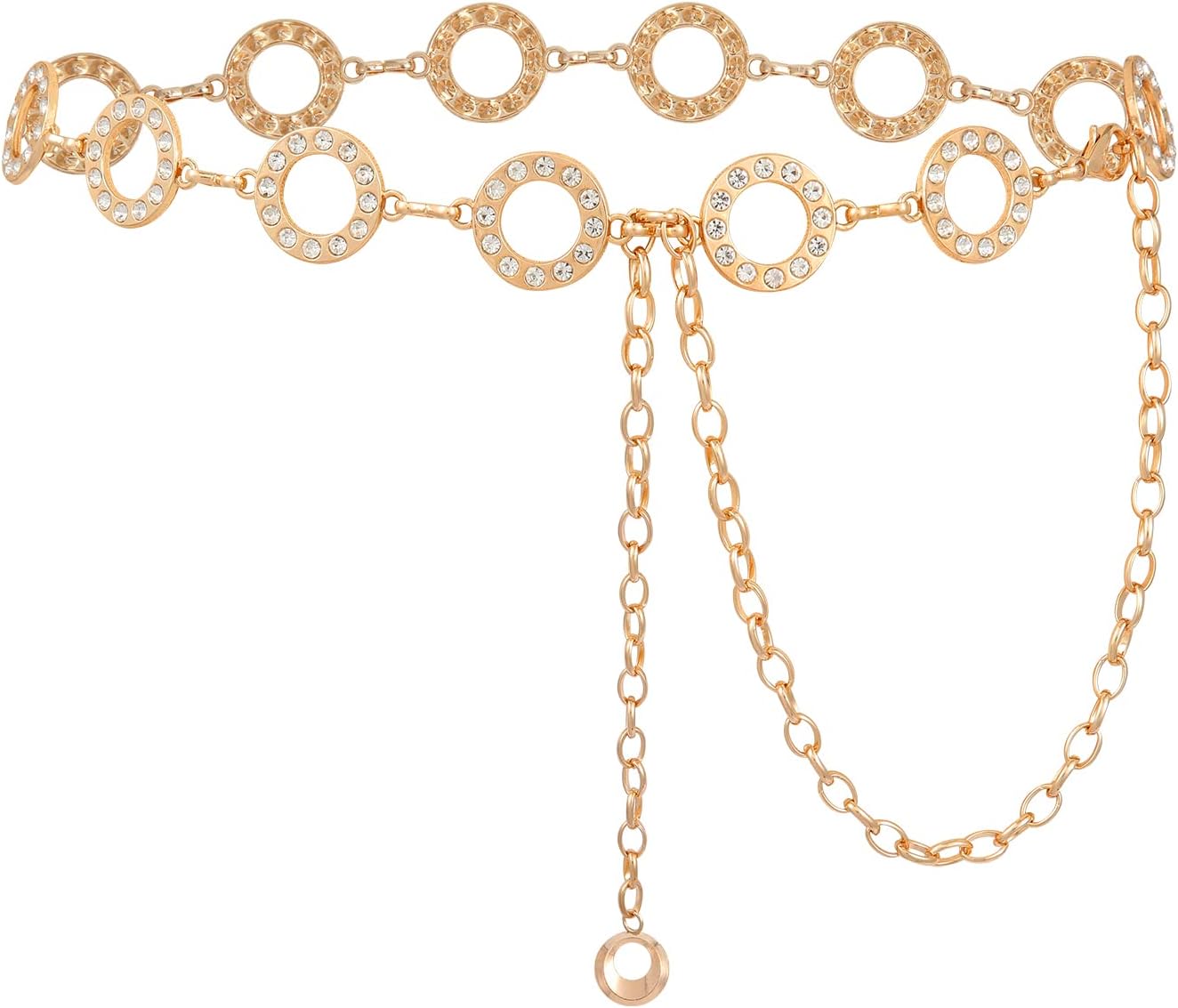 AWAYTRWaist Chains Belts for Women - Rhinestone Gold Silver Chain Belts for Dresses
