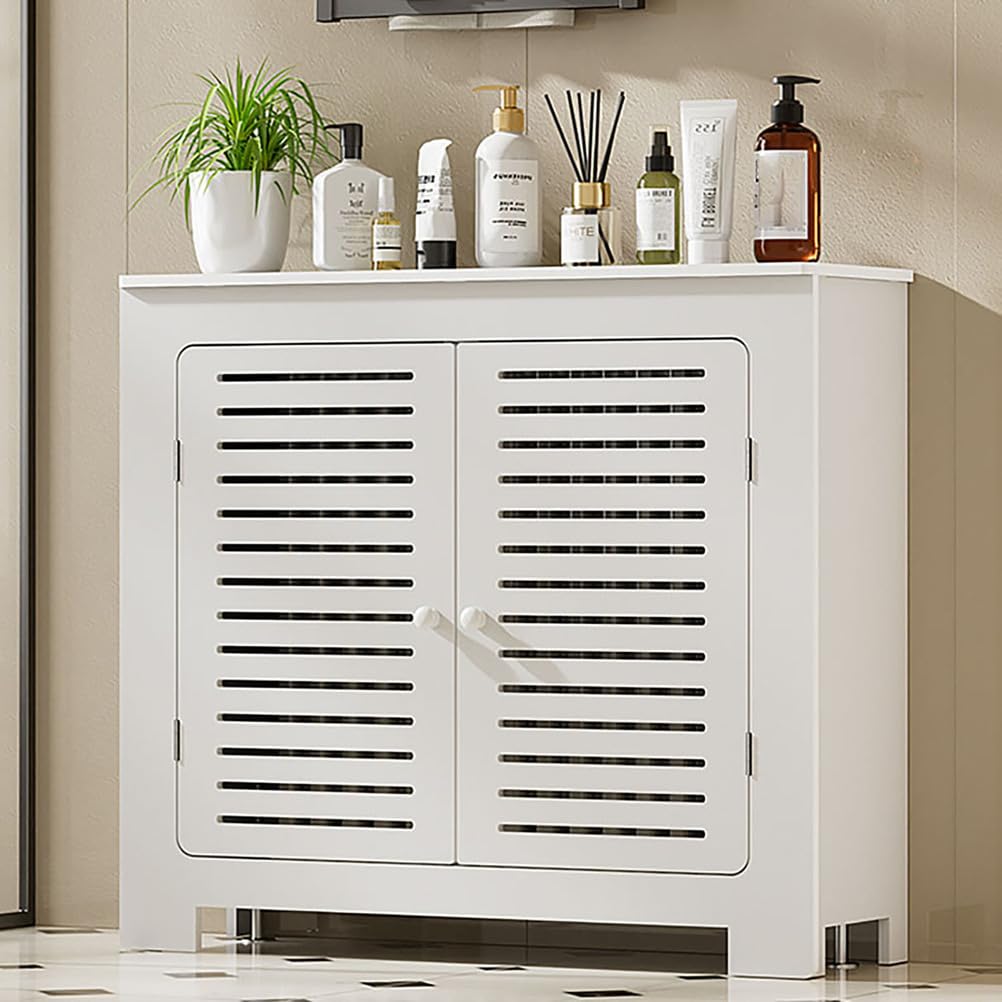 Modern Heizkörperabdeckung Mittelgroß Weiß Heizungsverkleidung Lackierter MDF Schrank Mit Holzablage Lüftungslamellen Landhausstil Für Badezimmer Wohnzimmer Schlafzimmer,Weiß,L80*H90*W20