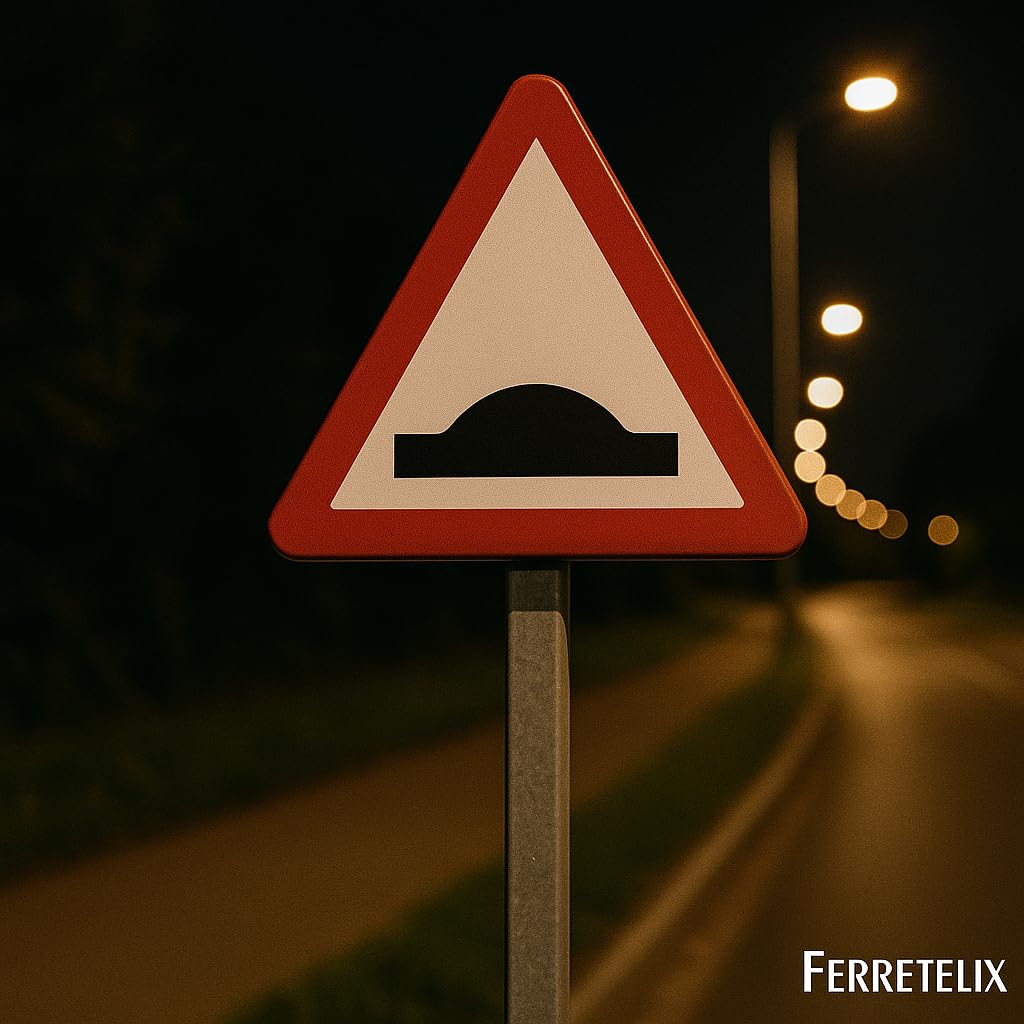 Ferretelix Señal Metálica Homologada Tipo MOPU 70 cm Reflectante Nivel 1 Resalto P-15a