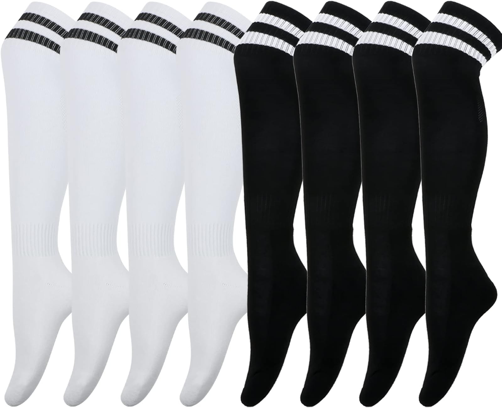 4 Pairs Soccer Socks for Kids (5-12 Years Old), Kids Football Socks, Sport Team Knee High Socks For Youth Boys Girls