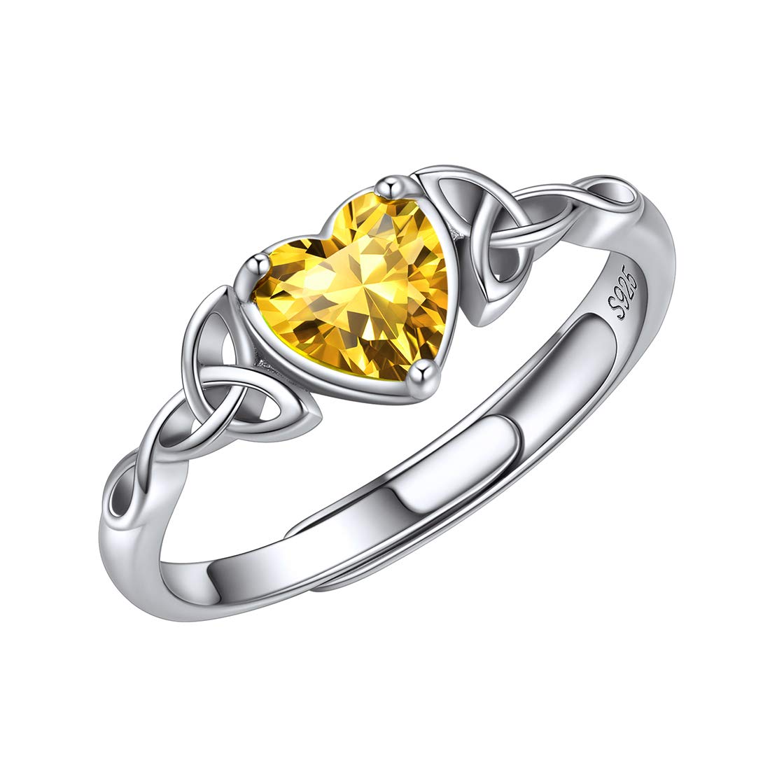Hart Geboortesteen Keltische Knoopring voor Vrouwen 925 Sterling Zilver