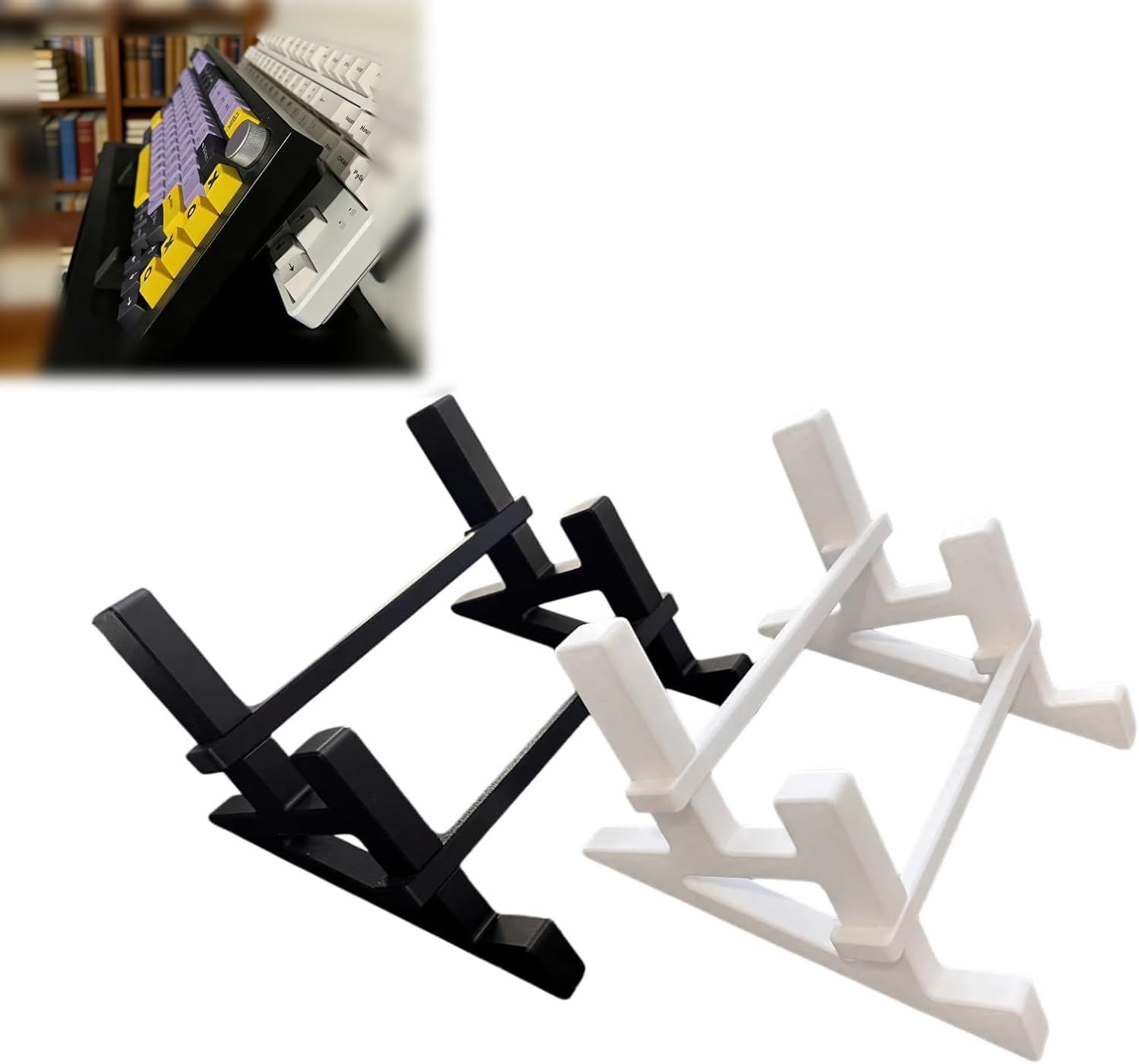 Double Mechanical Keyboard Stand, Vertical Display Rack for Desk Space Saving and Gaming Setup Organization, Universal Fit