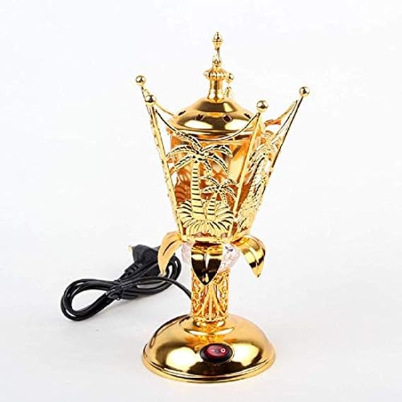 Bakhoor Burner Electric Incense Burner - Oud Resin Frankincense Camphor Positive Energy Gift - WF-008 - Gold