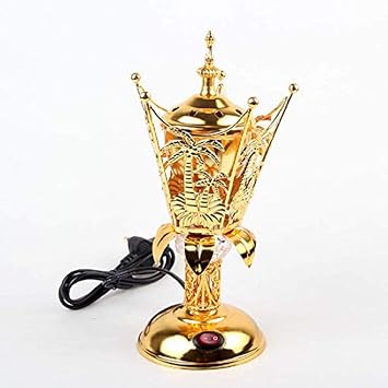 Bakhoor Burner Electric Incense Burner - Oud Resin Frankincense Camphor Positive Energy Gift - WF-008 - Gold