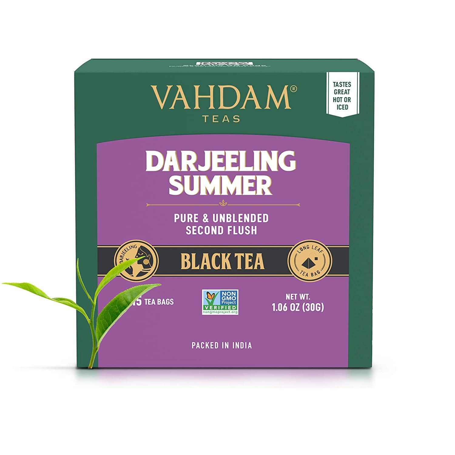 VAHDAM, Darjeeling Black Tea Bags (15 Pyramid Tea Bags