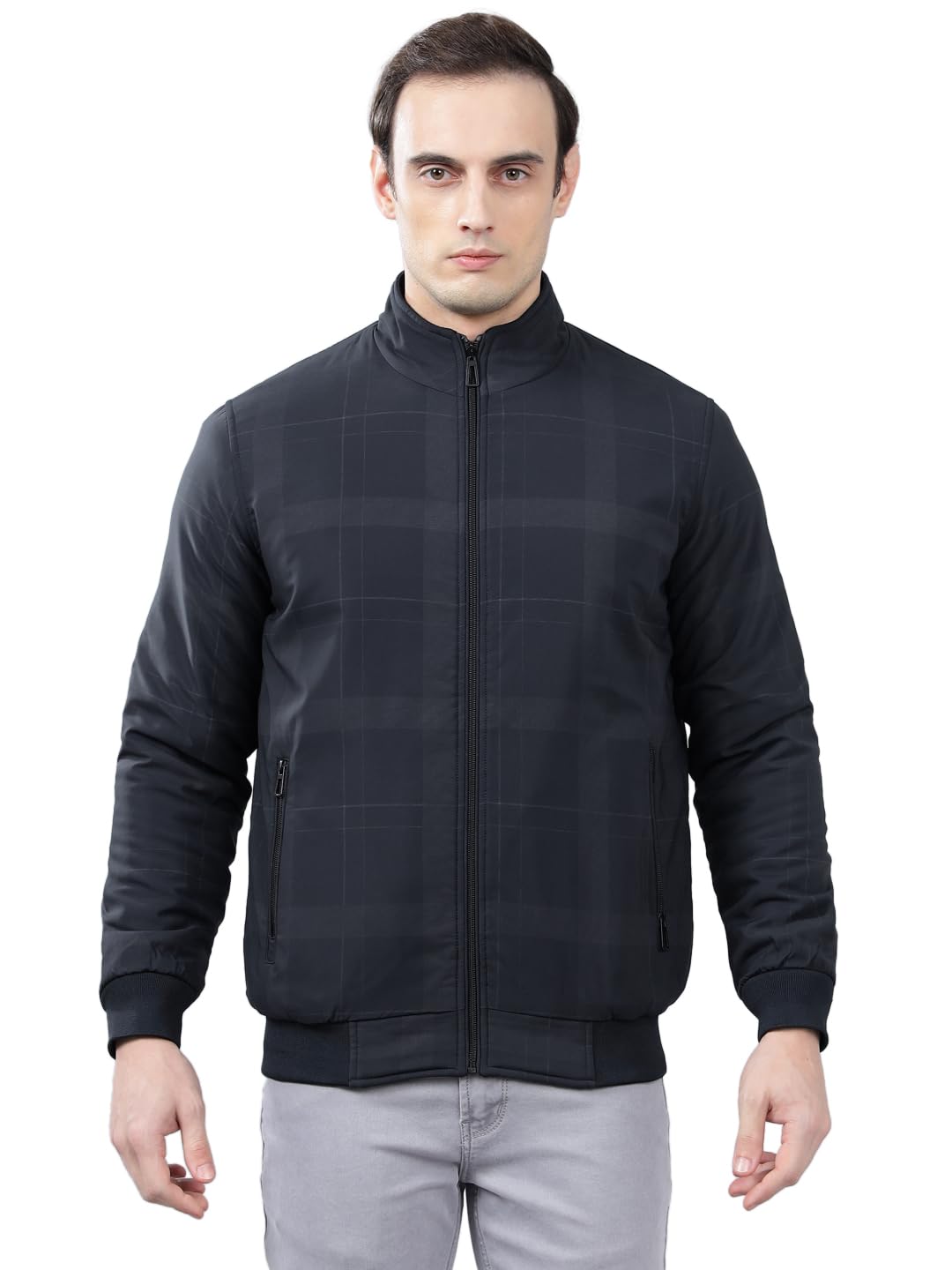 cantabil Checkered Full Sleeves Mock Collar Regular Fit Mens Casual Jacket | Casual Winter Jackets for Men | Mens Jackets for Winter Wear (P_MJKT00263)-picture-18