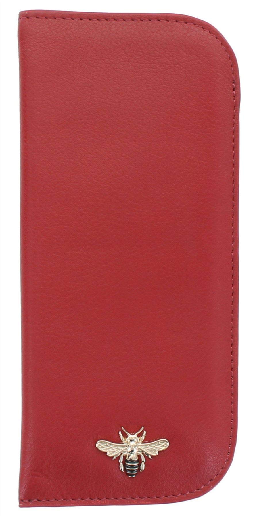 Mala Leather Red Mason Collection Soft Slim Leather Glasses Case 5155_27