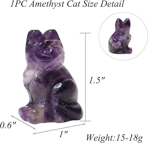 Miniatura 2 de Figuras de gato de amatista, 1 unidad, cristal curativo, regalos para amantes de los gatos, para mujeres, piedras preciosas y estatuas de gato,