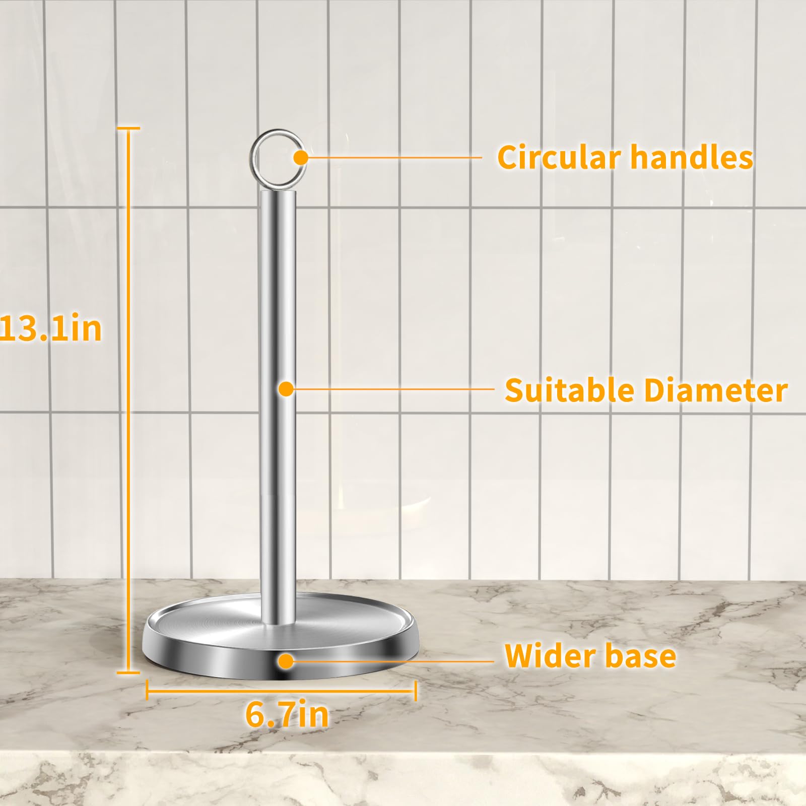 Paroto Silver Paper Towel Holder - Modern Kitchen Storage -7