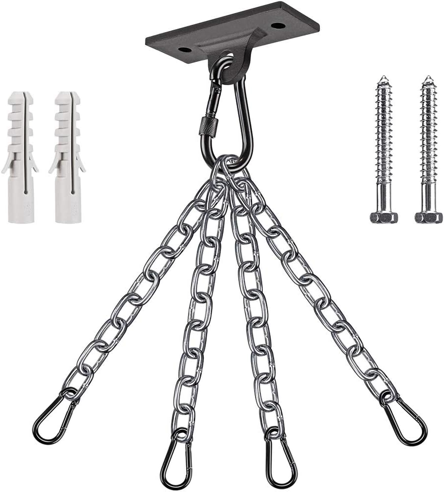 Dolibest Heavy Duty Boxing Punching Bag Chain,600 LB Capacity, Wall Mount Ceiling Hooks for Boxing& MMA,Wood Beam Holder with 4 Chains and 4 Carabiners,4 Wood Screws for Wooden Sets : Sports & Outdoors