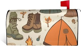 Spring Mailbox Covers 21x18 in Sleeping Bag Boots Campfire Magnetic Letter Post Box Cover Wrap Decor Welcome Magnetic Mail Box Cover for Garden Outdoor Yard Outside Farmhouse