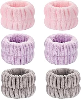 6 Pcs Face Washing Wristbands, Reusable Waterproof Wrist Towels for Skincare & Makeup, Adjustable Spa Arm Bands to Keep Sleeves Dry