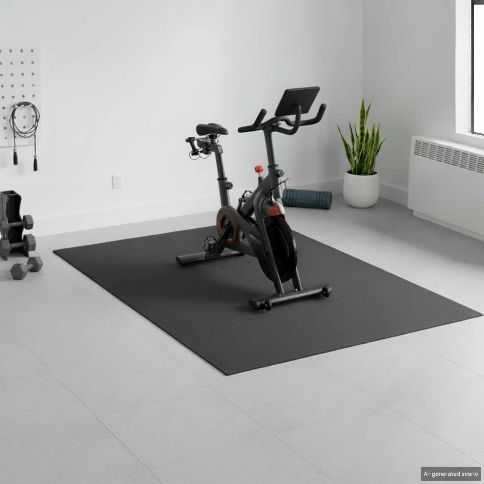 Esterilla protectora deportiva de 213 x 152 cm – Esterilla de PVC de alta densidad para banco de pesas, cinta de correr y protección del suelo – Alfombrilla antideslizante para aparatos de fitness