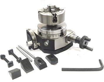 PRESIZE 3" Inches/ 80 Mm Tilting Rotary Table With 70 Mm 4 Jaw Independent Chuck, Suitable Back Plate & T Nuts Bolts & M6 Clamp Kit -engineering Tools