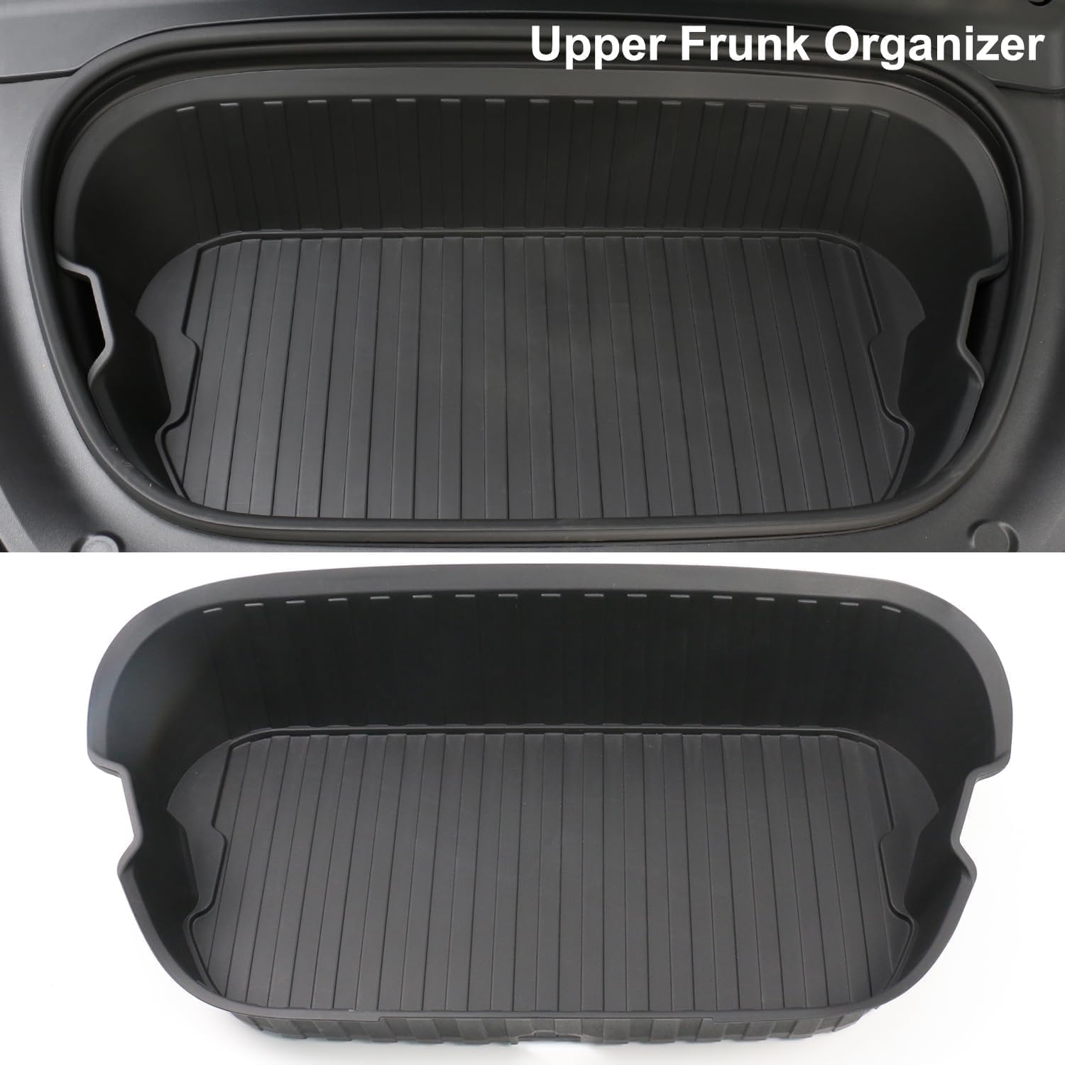 For 2020-2024 Tesla Model Y Custom-Fit Frunk Organizer with Cover, Insert Cargo Front Hatch Storage Bins fits Tesla Y All Models