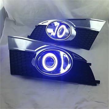 Super Bright DRL COB Angel Eye 6 Colors + Projector Lens + Halogen Fog Lamp Compatible With Captiva 2014Blue