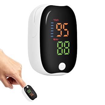 Oxygen Monitor Finger Adults,Finger Pulse Oximeter,Blood Oxygen Monitor,LED Color Screen Oxygen Monitor,Accurate Fast Reading SpO2 and Heart Rate White