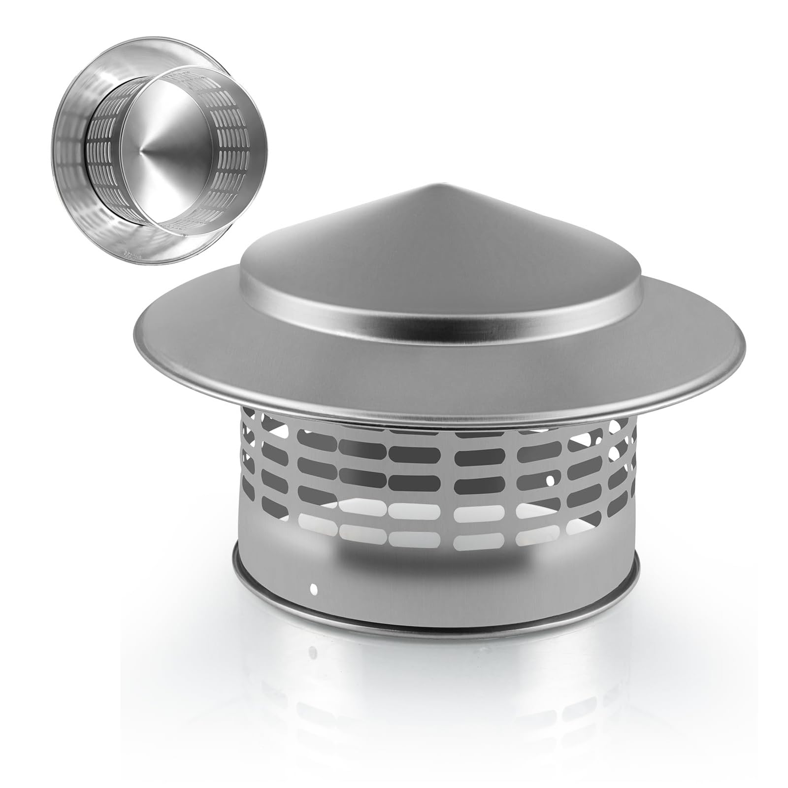 PFXNGMS Chimney Cap 3/4.3/6.3/7.9/9.8/11.8 in Chimney Cover for Outside in 304 Stainless Steel, Fireplace Pipe Rain Cover with Bird Guard, Chimney Flue Cowl for Vent All Weather(30 cm/11.8 in)