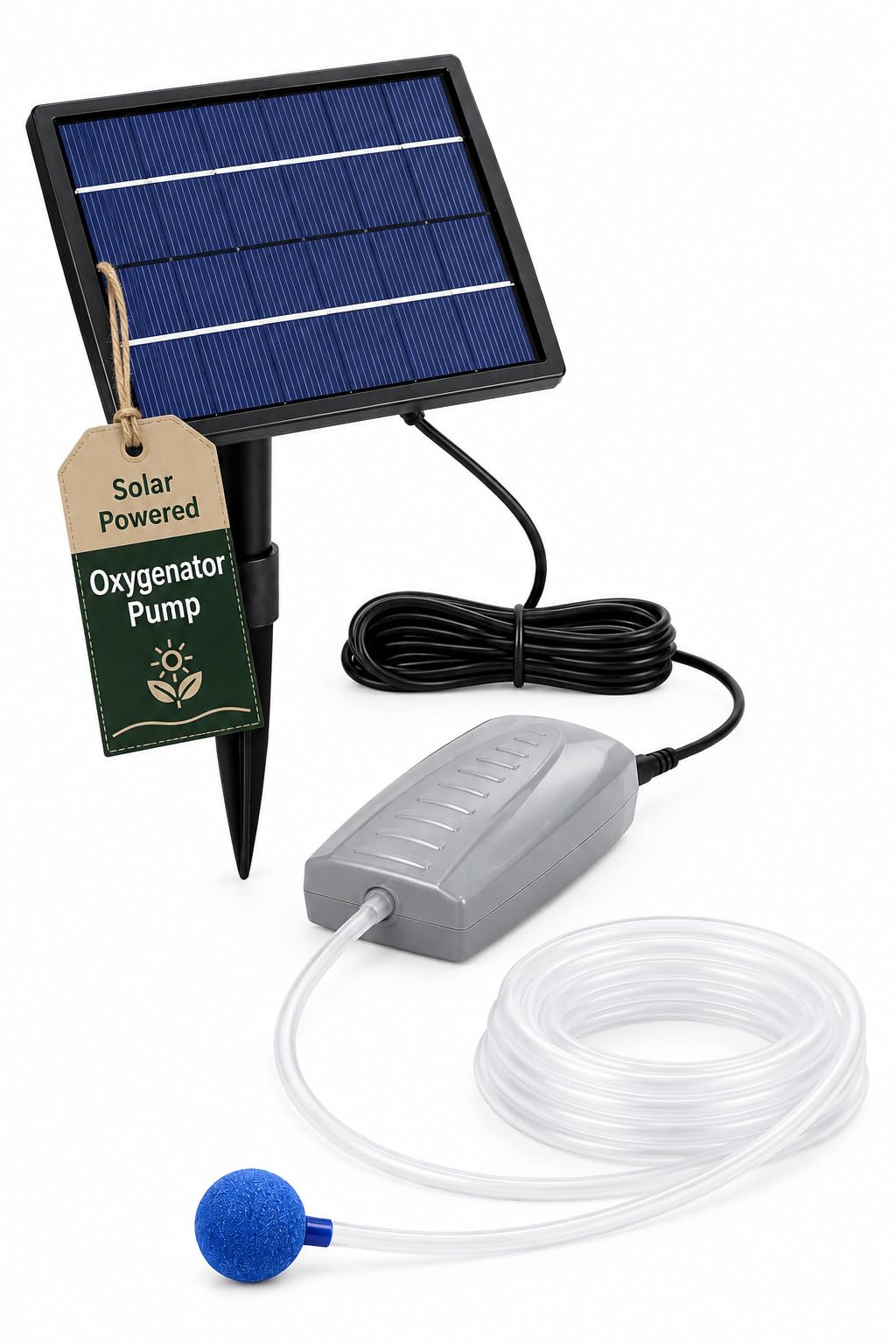 Garden Mile Solar Pond Oxygenator Air Pump Submersible 120L/H for Fish Tank