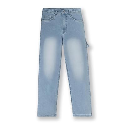 Urbano Juniors Boy's Ice Blue Loose Baggy Fit Heavy Washed Carpenter Jeans with 6 Pockets Stretchable (junjeanlscarpntwl