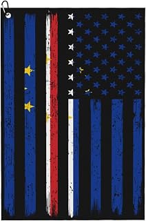 QIZYOQA US and Flag of Cape Verde Golf Towel 24" X 16" Microfiber Waffle Pattern Golf Accessories for Golf Bag with Carabiner Clip