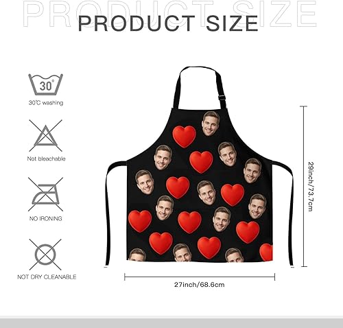 Miniatura 5 de Delantal personalizado, delantal con foto personalizada para hombres y mujeres, con 2 bolsillos, regalo personalizado de cumpleaños o Navidad