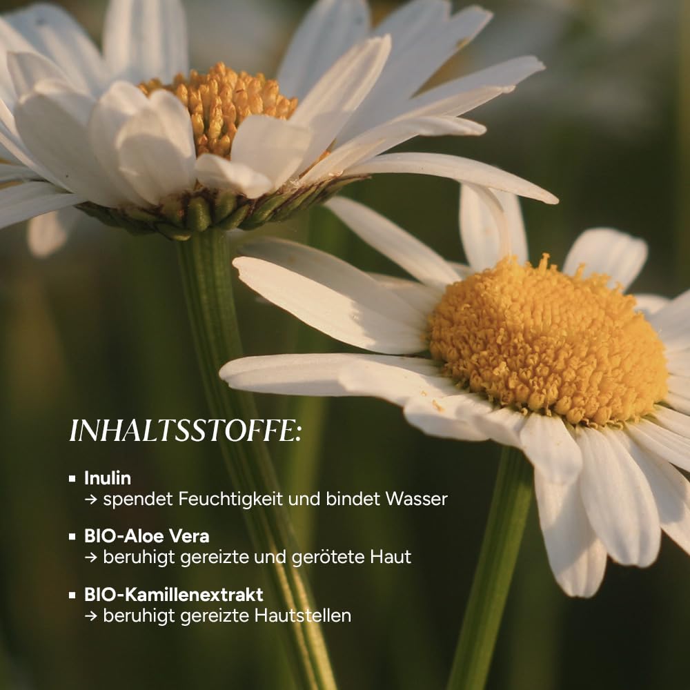 JUNGLÜCK Reinigungsgel | Porentiefe Gesichtsreinigung befreit die Haut von Schmutz & Make up | Leicht schäumendes Gel mit 1% Inulin, Bio-Aloe Vera & Bio-Kamillenextrakt - Vegan