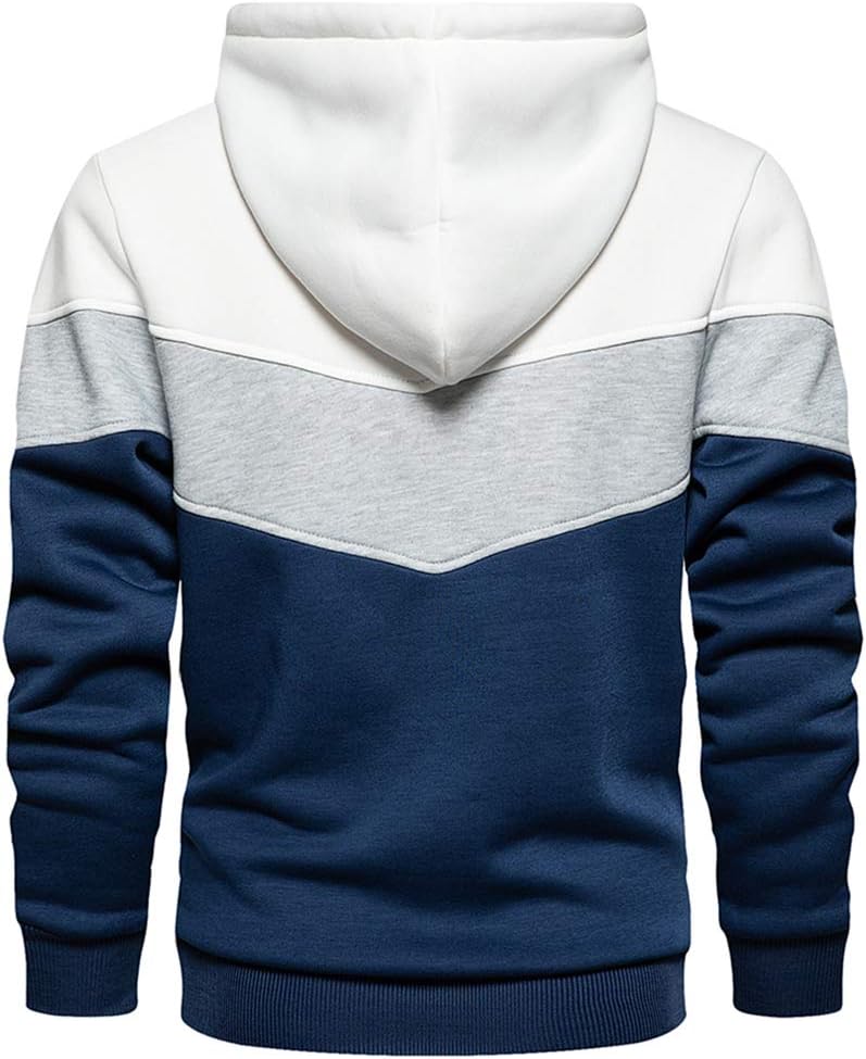 DUOFIER Men's Athletic Hoodies Color Block Hooded Fleece Sweatshirt - Image 4