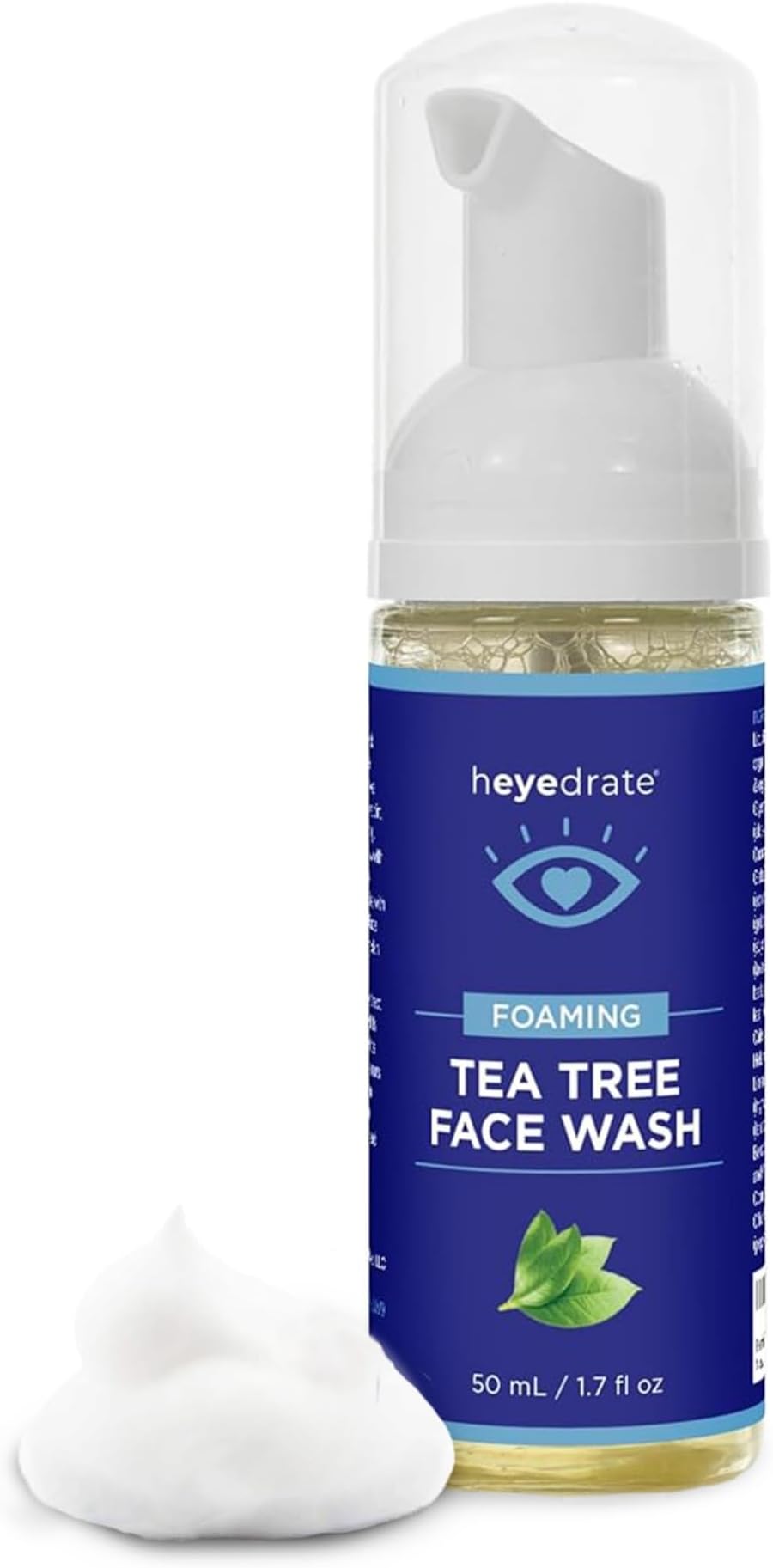 Heyedrate Gentle Tea Tree Oil Foaming Face Wash and Eyelid Cleanser - 1.7oz - Formulated with Aloe Vera to Soothe and Refresh Eyelids (Packaging May Vary)