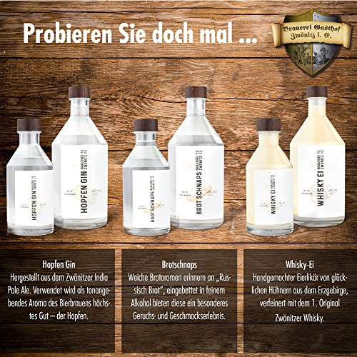 Brauerei Zwönitz Erzgebirgischer Brotschnaps Geschenkset/Alkohol Geschenk Set aus Brotschnaps 0,5l und zwei passenden… – Bild 6